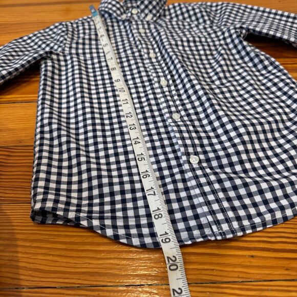 Janie & Jack navy gingham long sleeve button-up shirt Kids 6 dressy holiday - Picture 7 of 9